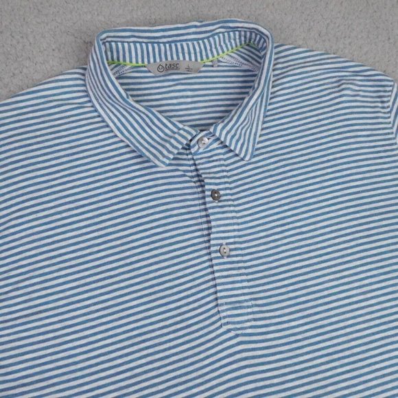 Tasc Polo Shirt Mens Large Gray Blue Stripe Organic Cotton Bamboo Casual Golf - Picture 4 of 12